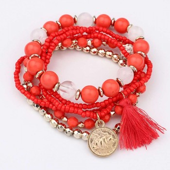 HOT Brand fishion Women girl Multilayer Beads Bangle Multiple colors Tassels Bracelets bangles 25#201809123010