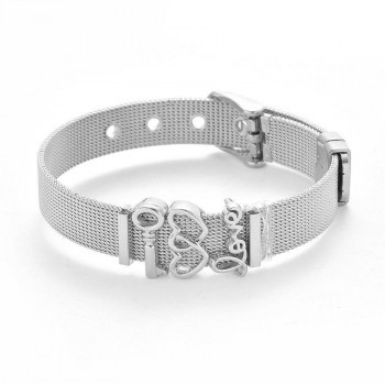 Fashion Rose Gold Color Stainless Steel Mesh Bracelet Set Gold Love Lock Charm Pandora Bracelet Bangle for Woman Jewelry Gifts
