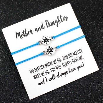 Make a Wish Dream Best Friends Thanksgiving Gift Grandma Granddaughters Aunt Niece Mother Daughters Compass Bracelets for Women