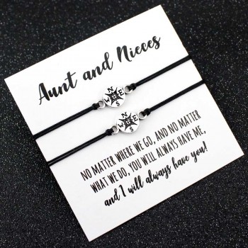 Make a Wish Dream Best Friends Thanksgiving Gift Grandma Granddaughters Aunt Niece Mother Daughters Compass Bracelets for Women