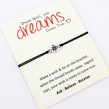Make a Wish Dream Best Friends Thanksgiving Gift Grandma Granddaughters Aunt Niece Mother Daughters Compass Bracelets for Women