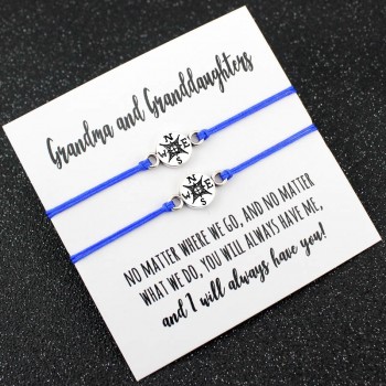 Make a Wish Dream Best Friends Thanksgiving Gift Grandma Granddaughters Aunt Niece Mother Daughters Compass Bracelets for Women