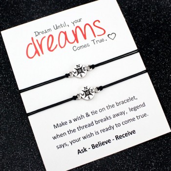 Make a Wish Dream Best Friends Thanksgiving Gift Grandma Granddaughters Aunt Niece Mother Daughters Compass Bracelets for Women