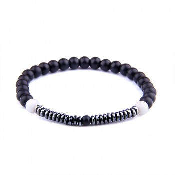 Fashion 2pcs/set Striped Agates Matte Black Onyx Beads Bracelet for Womenamp;Mens Hematite Energy Jewelry Pulseras Masculina
