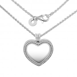 Sparkling Floating Heart Locket Necklaces With Pendant 100% 925 Sterling Silver Jewelry Free Shipping