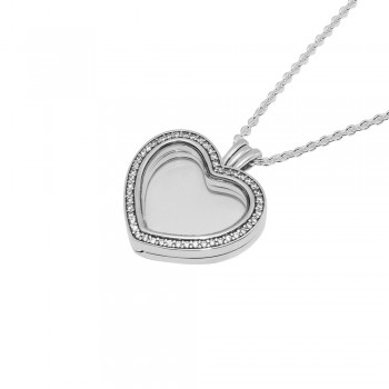 Sparkling Floating Heart Locket Necklaces With Pendant 100% 925 Sterling Silver Jewelry Free Shipping