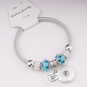 18mm   12mm   love crystal  dog best friend  angel  tree of life  snap button jewelry  Elastic  bracelet   BC5701