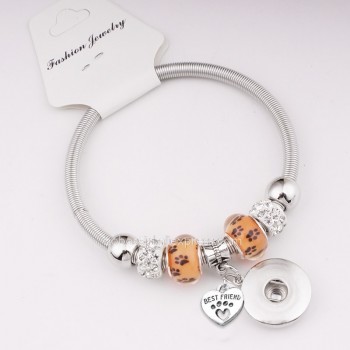 18mm   12mm   love crystal  dog best friend  angel  tree of life  snap button jewelry  Elastic  bracelet   BC5701