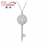 DAIMI 925 Sterling Silver Jewelry Pendant Necklace Shiny Key Pendant 5-6mm White Pearl Pendant
