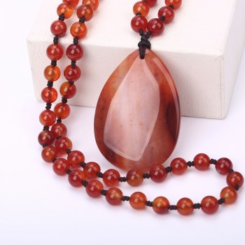 Original Women Long Necklace Ball Chain Water Drop Pendant Men Fine Jewelry Crystal Power Big Stone Genuine Gem Female Gift Male
