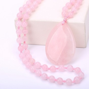 Original Women Long Necklace Ball Chain Water Drop Pendant Men Fine Jewelry Crystal Power Big Stone Genuine Gem Female Gift Male