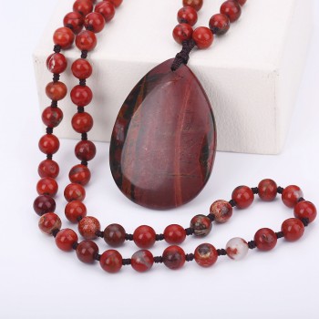Original Women Long Necklace Ball Chain Water Drop Pendant Men Fine Jewelry Crystal Power Big Stone Genuine Gem Female Gift Male