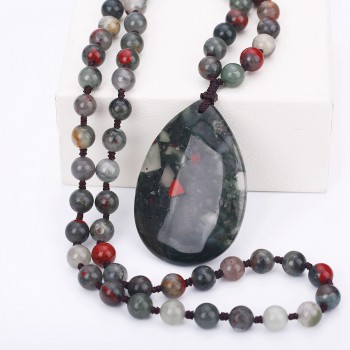 Original Women Long Necklace Ball Chain Water Drop Pendant Men Fine Jewelry Crystal Power Big Stone Genuine Gem Female Gift Male