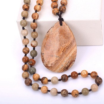 Original Women Long Necklace Ball Chain Water Drop Pendant Men Fine Jewelry Crystal Power Big Stone Genuine Gem Female Gift Male