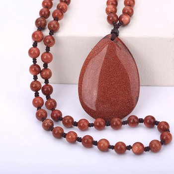 Original Women Long Necklace Ball Chain Water Drop Pendant Men Fine Jewelry Crystal Power Big Stone Genuine Gem Female Gift Male