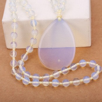 Original Women Long Necklace Ball Chain Water Drop Pendant Men Fine Jewelry Crystal Power Big Stone Genuine Gem Female Gift Male