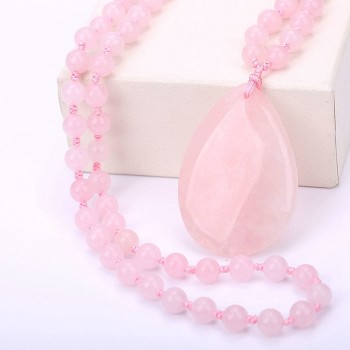 Original Women Long Necklace Ball Chain Water Drop Pendant Men Fine Jewelry Crystal Power Big Stone Genuine Gem Female Gift Male