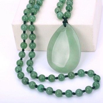 Original Women Long Necklace Ball Chain Water Drop Pendant Men Fine Jewelry Crystal Power Big Stone Genuine Gem Female Gift Male