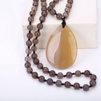 Original Women Long Necklace Ball Chain Water Drop Pendant Men Fine Jewelry Crystal Power Big Stone Genuine Gem Female Gift Male