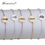 Dainty Custom Name Bracelet Silver Stainless Steel Initial Charm Bracelets Women Personalized Jewelry Bridesmaid Gift