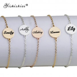 Dainty Custom Name Bracelet Silver Stainless Steel Initial Charm Bracelets Women Personalized Jewelry Bridesmaid Gift