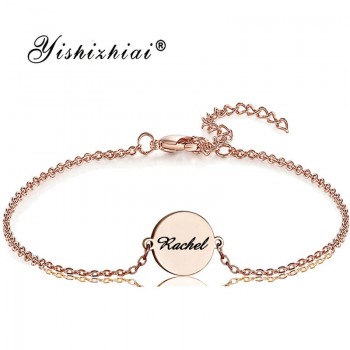 Dainty Custom Name Bracelet Silver Stainless Steel Initial Charm Bracelets Women Personalized Jewelry Bridesmaid Gift