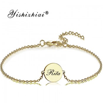 Dainty Custom Name Bracelet Silver Stainless Steel Initial Charm Bracelets Women Personalized Jewelry Bridesmaid Gift