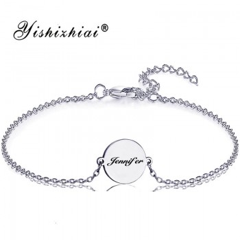 Dainty Custom Name Bracelet Silver Stainless Steel Initial Charm Bracelets Women Personalized Jewelry Bridesmaid Gift