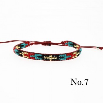 Bohemian Bracelet Handmade Friendship Braided Rope Cotton Weave Chain Of Rice Beads Unique Color Mixed Beaded Bracelets Imports
