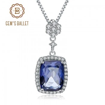 Gems Ballet 3.66Ct Natural Iolite Blue Mystic Quartz Gemstone Pendant Necklace 925 Sterling Silver Fine Jewelry For Women
