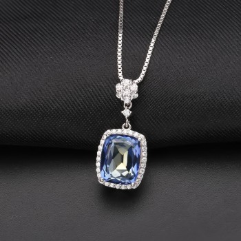 Gems Ballet 3.66Ct Natural Iolite Blue Mystic Quartz Gemstone Pendant Necklace 925 Sterling Silver Fine Jewelry For Women