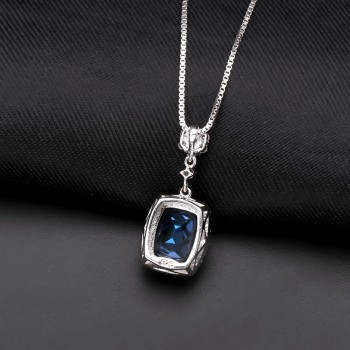 Gems Ballet 3.66Ct Natural Iolite Blue Mystic Quartz Gemstone Pendant Necklace 925 Sterling Silver Fine Jewelry For Women
