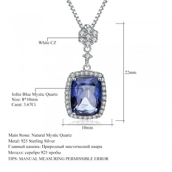 Gems Ballet 3.66Ct Natural Iolite Blue Mystic Quartz Gemstone Pendant Necklace 925 Sterling Silver Fine Jewelry For Women