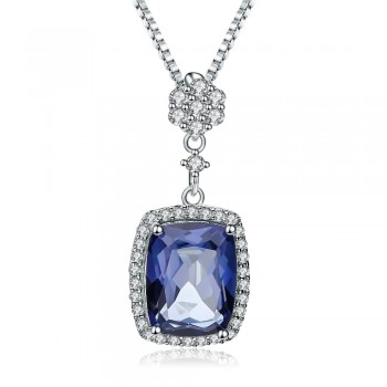 Gems Ballet 3.66Ct Natural Iolite Blue Mystic Quartz Gemstone Pendant Necklace 925 Sterling Silver Fine Jewelry For Women