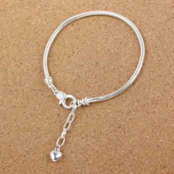 10pcs Fashion Women European silver Snake chain Lobster clasp Bracelet charm chain fit European jewelry Bead diy   js653