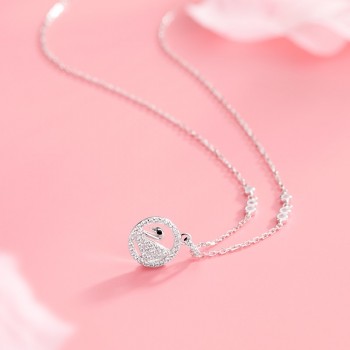 Warme Farben 2019 New Arrived Women Pendant Necklace 925 Silver white Cute Romantic Swan Necklace Crystal from Swarovski jewelry