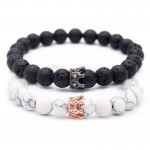 Valentines Day Gift! His And Hers Jewelry 8mm Stone Beads Bracelets amp; Bangles King Queen Couple Bracelet for Lovers MBR180309