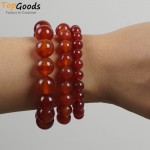 TopGoods Natural Red Agate Beaded Bracelet Women Jewelry 8/10/12mm Pulseira Masculina Stretch Carnelian Bracelet For Men