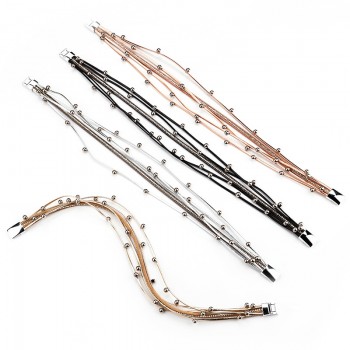 ALLYES Multilayer Leather Bracelets for Women Femme Crystal Metal Beads Charm Bohemian Style Bracelet Female Jewelry