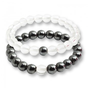 2 Pcs/set Fashion Couple Tiger Eye Stone Bracelets Bangles Classic Black White Natural Lava Stones Charm Bead Bracelet Women Men