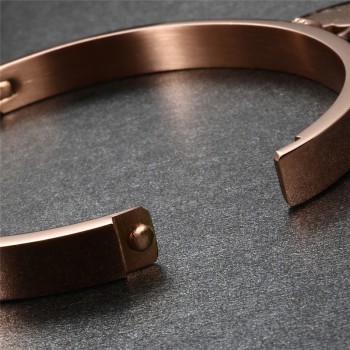 Trendy Lover Cuff Bracelets Bangles for Woman Rose Gold Color Stainless Steel Bracelet with Heart Pendant Luxury Jewelry Brand