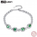 JQUEEN Nano Russian Emerald Charm Bracelet Water Drop Shape 925 Sterling Silver Bracelets Wedding Jewelry Bracelets For Women