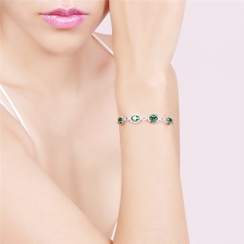 JQUEEN Nano Russian Emerald Charm Bracelet Water Drop Shape 925 Sterling Silver Bracelets Wedding Jewelry Bracelets For Women