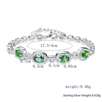 JQUEEN Nano Russian Emerald Charm Bracelet Water Drop Shape 925 Sterling Silver Bracelets Wedding Jewelry Bracelets For Women