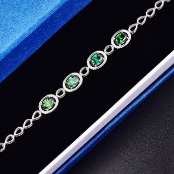 JQUEEN Nano Russian Emerald Charm Bracelet Water Drop Shape 925 Sterling Silver Bracelets Wedding Jewelry Bracelets For Women