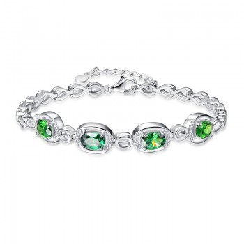 JQUEEN Nano Russian Emerald Charm Bracelet Water Drop Shape 925 Sterling Silver Bracelets Wedding Jewelry Bracelets For Women