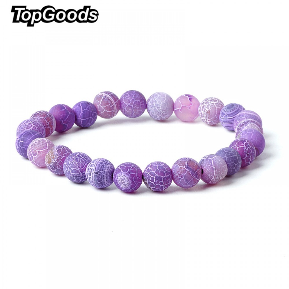 TopGoods Natural Weathering Agate Bracelet Purple Bead Stone Antique Charms Bracelet Gift for Women Gemstone Jewelry Bracelets