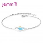 JEMMIN 925 Sterling Sliver Korean Adjustable CZ Crystal Charm Blue Dolphin New Cute Small Ladies Bracelet Jewelry Gift Dropship