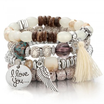 3-4pcs/set Fashion High Quality Boho Bracelets amp; Bangles Women Beaded Bracelet With Colorful Gem Long Wrap Bracelet for Women