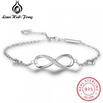 925 Sterling Silver Bracelets for Women Infinity Bracelet with Cubic Zirconia 8 Shape Chain Bracelet Jewelry Gift(Lam Hub Fong)